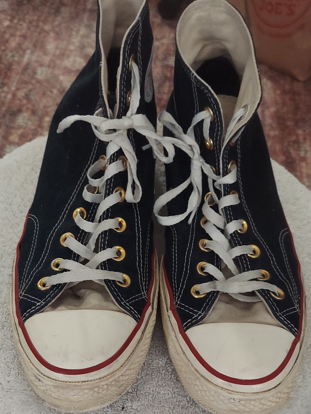 Black High-Top Canvas Sneakers with Gold Eyelets - Men's
